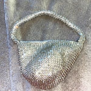 Mini sliver rhinestone bag